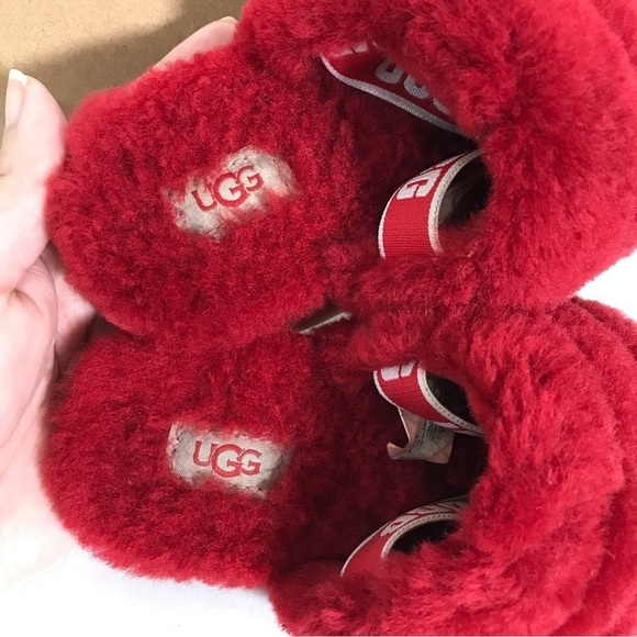 Ugg Red Fluff Yeah Slides Sandals Size 9 - Picture 10 of 14